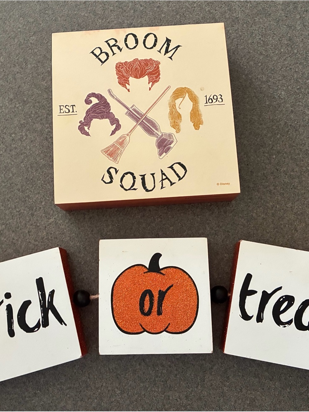Broom Squad Halloween Block Set - White & Orange